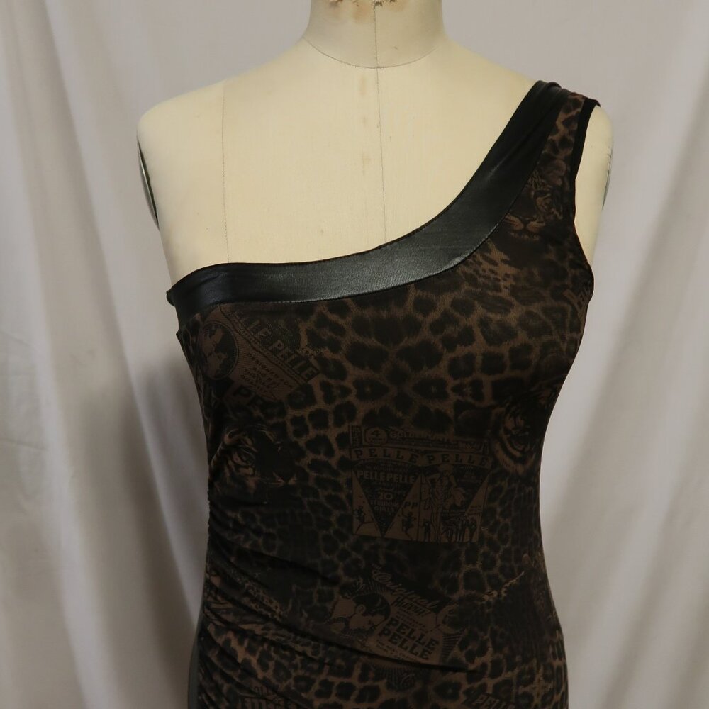 One Shoulder Animal Print Bodycon Dress